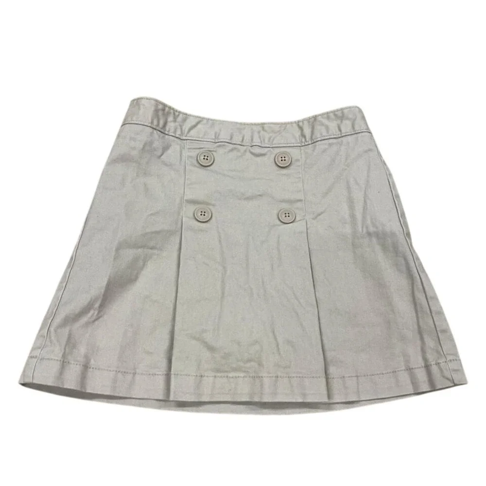 Old Navy Girls Khaki Skort Double Breasted Button Front Pleated Tan Size L 10-12